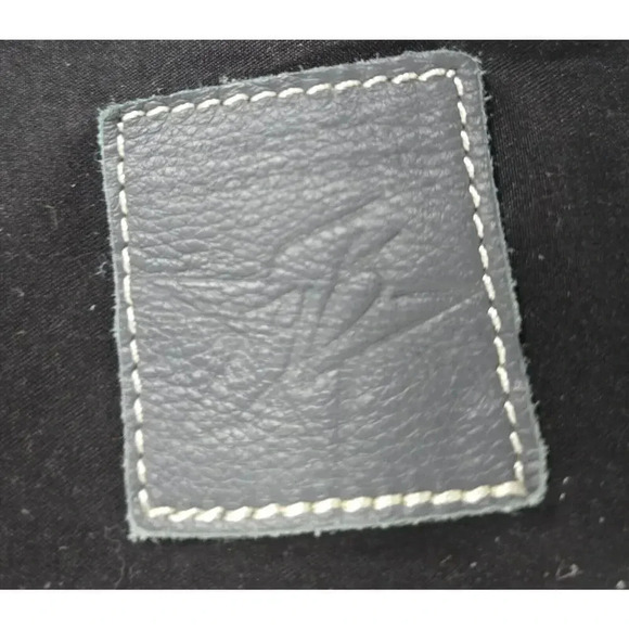 H2Z Leather 3D Floral Navy/Lt. Gray Crossbody Purse Boho Hippie Retro UPCYCLED - Picture 9 of 10